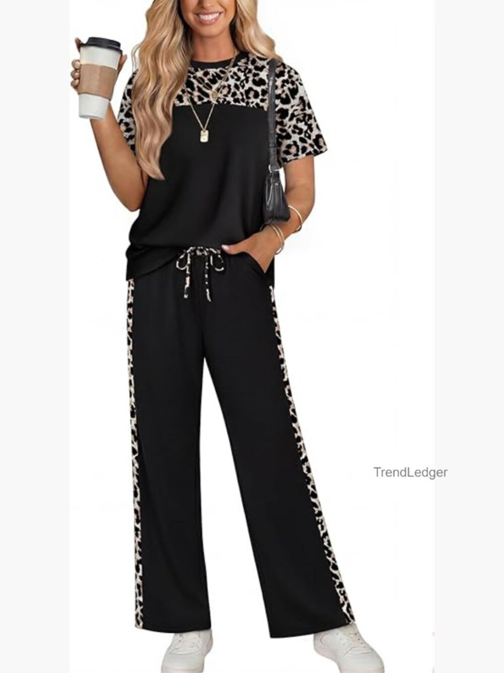 Women's Lounge Matching Set Wide Leg Pants Two Piece Outfit